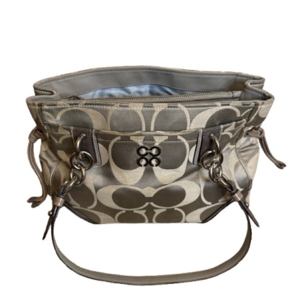 Coach Colette 16475 Signature Sateen Carryall Taupe Brown Tote
